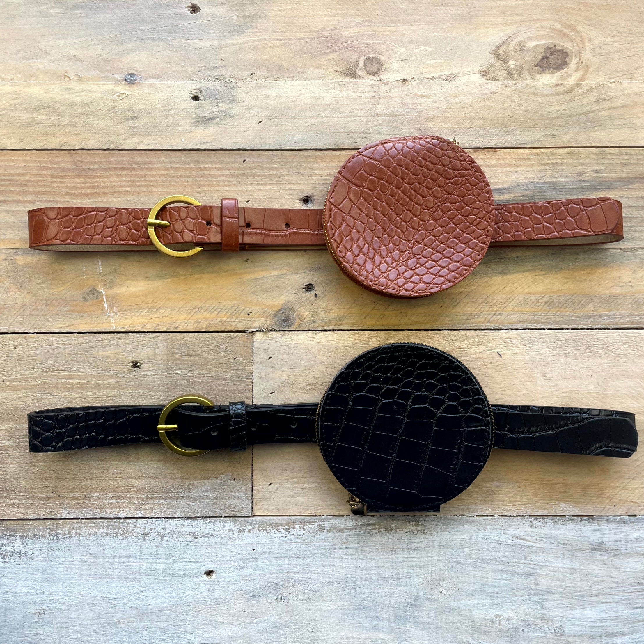 Faux Leather Belted Coin Purse